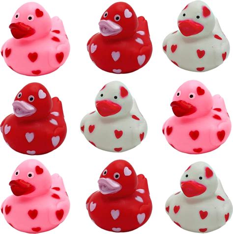 4e S Novelty Valentines Day Rubber Ducks 24 Pack Heart Themed Duckies Class Valentines Day