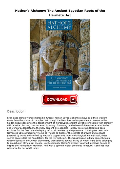 ⚡pdf Hathors Alchemy The Ancient Egyptian Roots Of The Hermetic Art