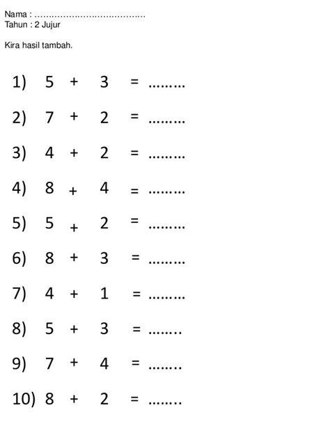 Latihan Matematik Tahun 2 Ppki