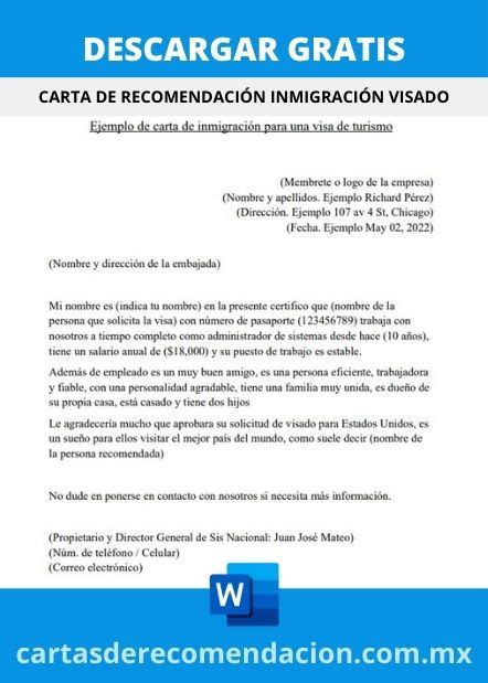 Como Redactar Una Carta De Recomendacion Para Inmigracion