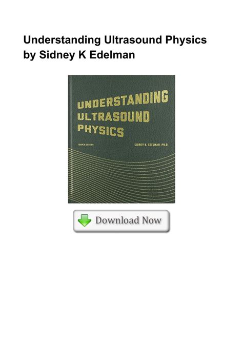 Understanding Ultrasound Physics By Sidney K Edelman Pdf