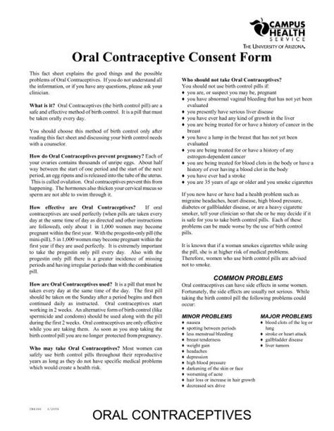 Oral Contraceptive Consent