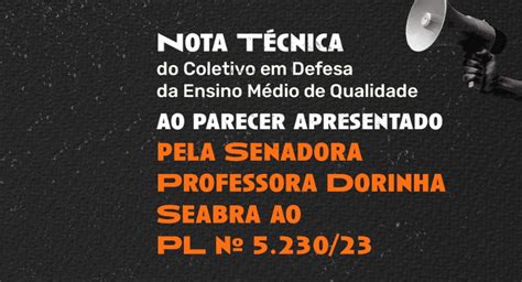 Defesa do Ensino Médio Nota Técnica ao Parecer da Senadora Dorinha