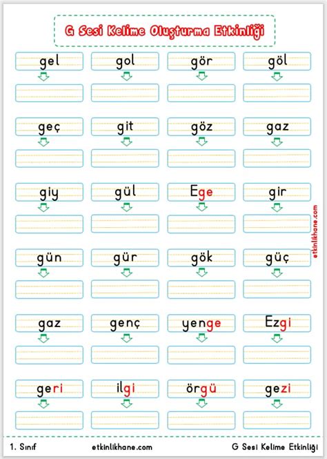 G Sesi Kelime Olu Turma Etkinlikleri Etkinlikhane