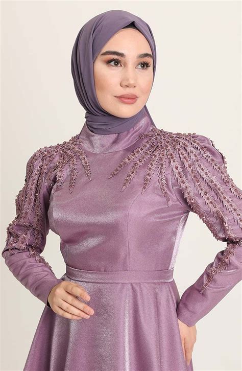 Violet Hijab Evening Dress 4958 07 Sefamerve