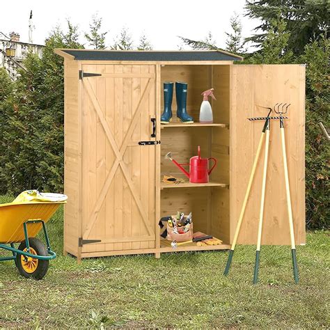 B Baijiawei Outdoor Storage Cabinet Wooden Garden Utility Tool Shed