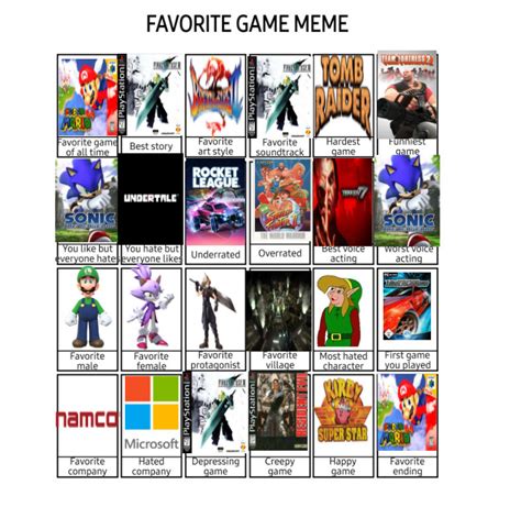 Favorite Game Meme Thingy By Gordiepiethenuicence On Deviantart