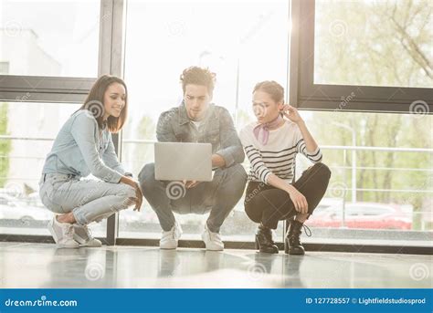 Business People Working with Laptop in Modern Stock Image - Image of ...