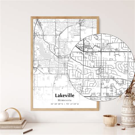 Map Of Lakeville Digital File Modern City Map Lakeville Etsy