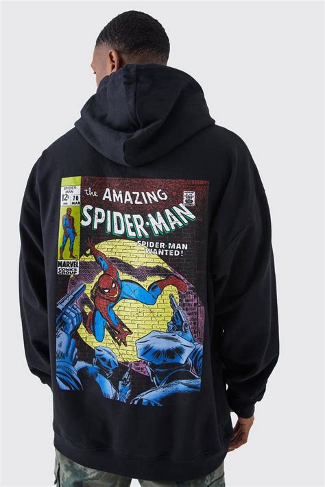 Oversized Spiderman License Hoodie Boohoo Uk