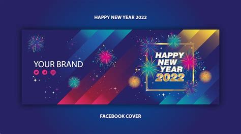 Premium Vector | Happy New Year 2022 facebook cover template