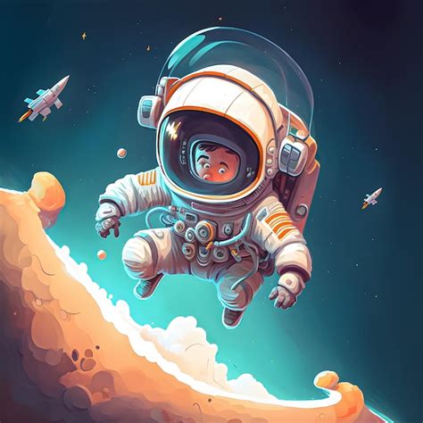 Una ilustración de un astronauta flotando en el espacio con un planeta