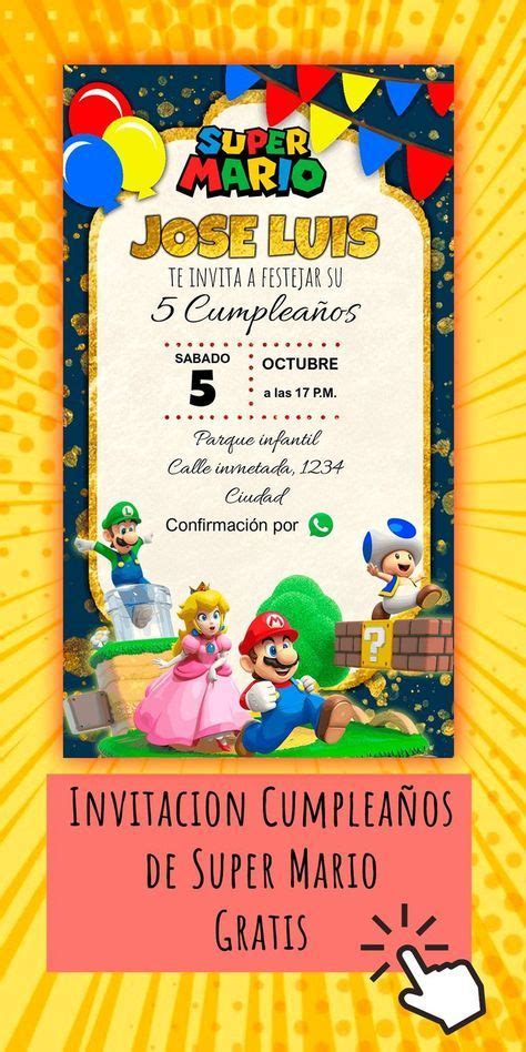 Lindas Tarjetas De Invitaci N Para Fiesta De Cumplea Os De Mario Bros