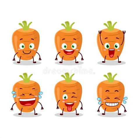 Sweet Carrot Cartoon Character With Love Cute Emoticon Stock Vector