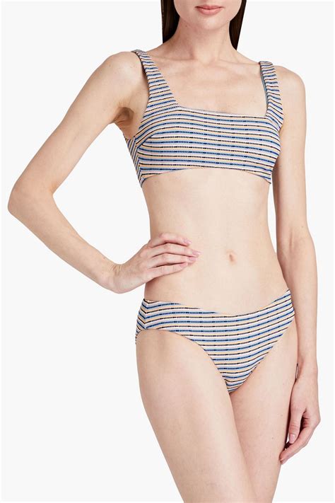 ONIA Lily Striped Mid Rise Bikini Briefs THE OUTNET