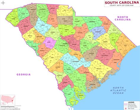 South Carolina County Zip Codes Map