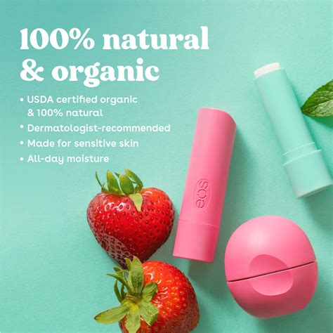 Eos 100 Natural And Organic Lip Balm Stick Strawberry Sorbet 014 Oz