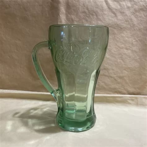 Vintage Libby Green Coca Cola Coke Thick Heavy Glass With Mug Handle