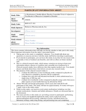 Fillable Online Ocdaction Org Informed Consent Template SD MW 013 Fax