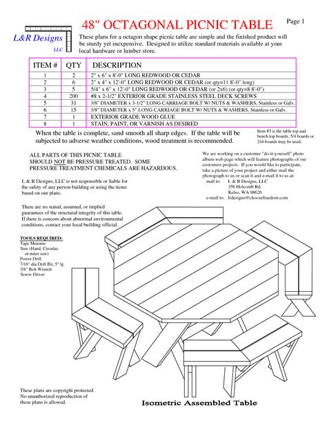 Free Printable Octagon Picnic Table Plans - PRINTABLE TEMPLATES