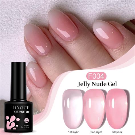 LILYCUTE Jelly Nude Pink Gel Nail Polish Milky Semi Translucent Varnis