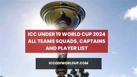 ICC Under 19 World Cup 2024 All Teams Squads Captains And Player