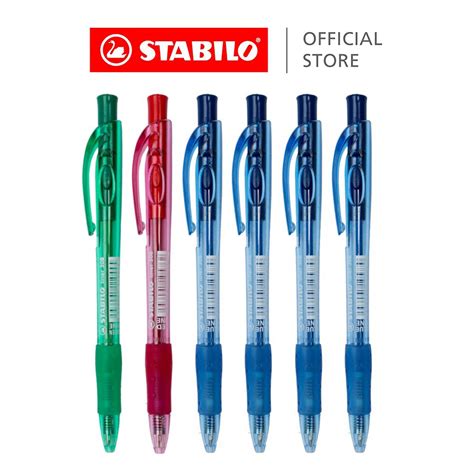 STABILO 308 Retractable Ballpoint Pen With Rubber Grip Pack Of 6