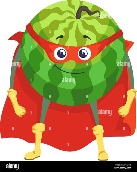 Watermelon Superhero In Cape Amd Mask Icon Isolated On White Background