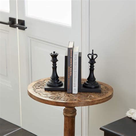 Reviews For Litton Lane Black Resin Chess Bookends With King And Queen