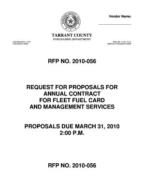 Fillable Online Request For Proposals For Annual Contract For Fleet