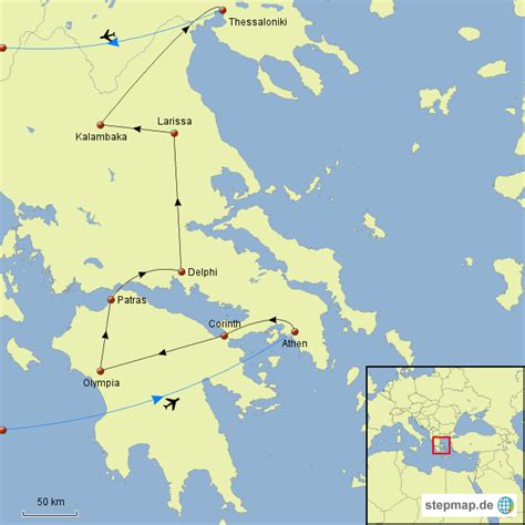 StepMap Griechenland Rundreise Landkarte für Griechenland