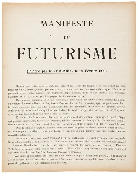 Futurist Manifesto Print By Filippo Tommaso Marinetti