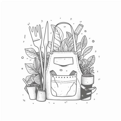 Premium AI Image | A black and white illustration of a garden tools.