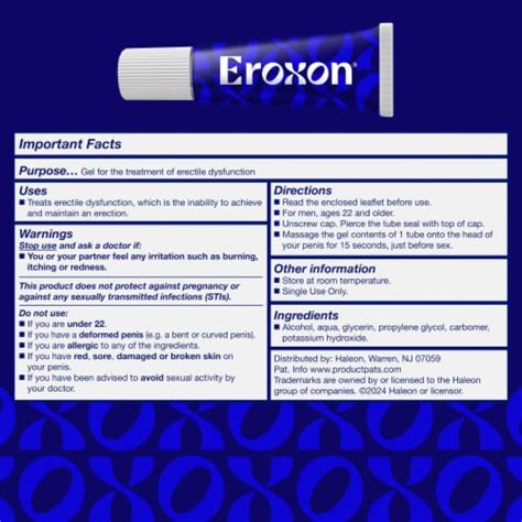 Eroxon Erectile Dysfunction Treatment Gel, 4 Single Use Tubes, 4 ct ...