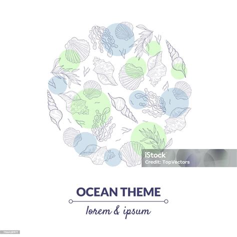 Template Spanduk Tema Lautan Dunia Bawah Laut Dengan Rumput Laut Dan Kerang Dalam Bentuk