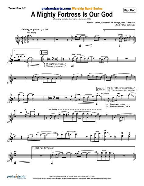 A Mighty Fortress Is Our God Tenor Sax Sheet Music Pdf Praisecharts