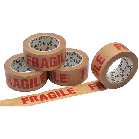 Strong Fragile Printed Kraft Paper Tape Rolls Self Adhesive Packaging