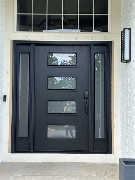 Black Front Door with Sidelights