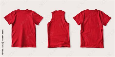 Red Blank T-Shirt Mock Up for Children. Front and Back View. Isolated ...