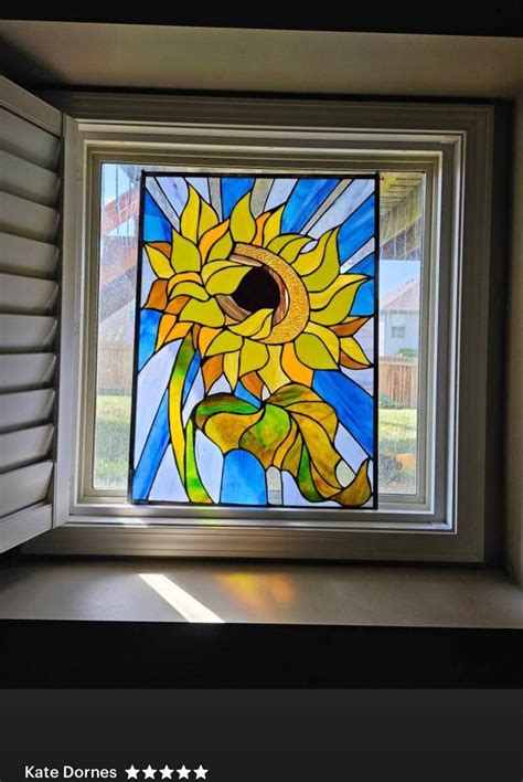 Sunflower Stained Glass Pattern Flower Stain Glass Window Panel