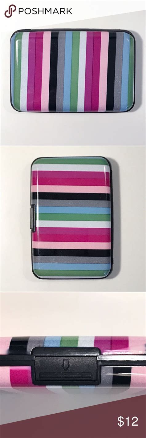 Striped Hard Case Aluminum Credit Card Wallet