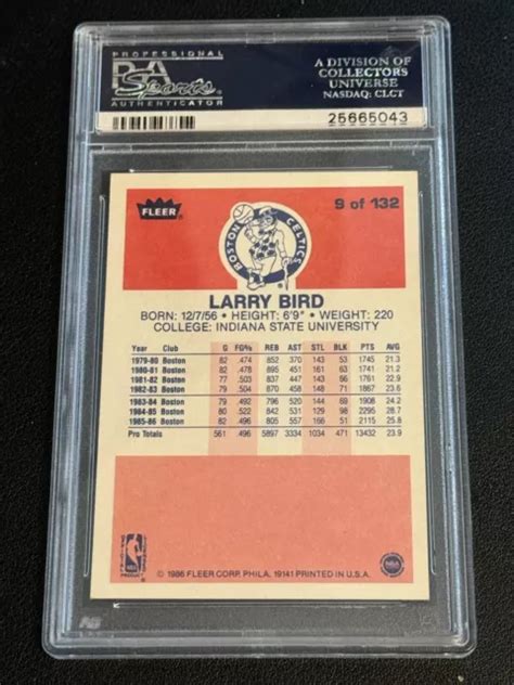 1986 FLEER BASKETBALL 9 Larry Bird PSA 8 Neuf Dans Neuf Mt EUR 132 25