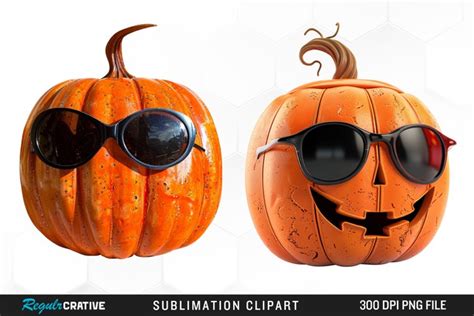 Pumpkin With Sunglasses Artwork Clipart