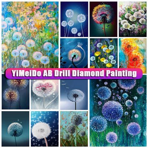 YiMeido Zipper Bag 5D DIY AB Diamond Painting Dandelion Flower Mosaic