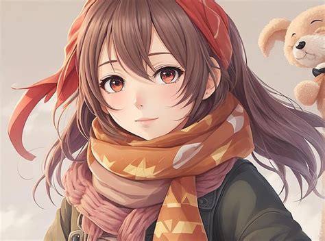 Premium AI Image An Anime Girl With Scarf Character Cartoon