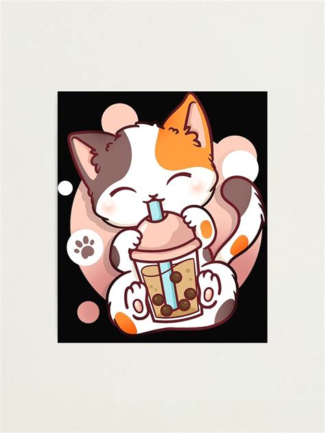 Cat Boba Tea Bubble Tea Anime Kawaii Photographic Print By