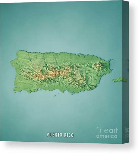 Puerto Rico 3D Render Topographic Map Canvas Print / Canvas Art by ...