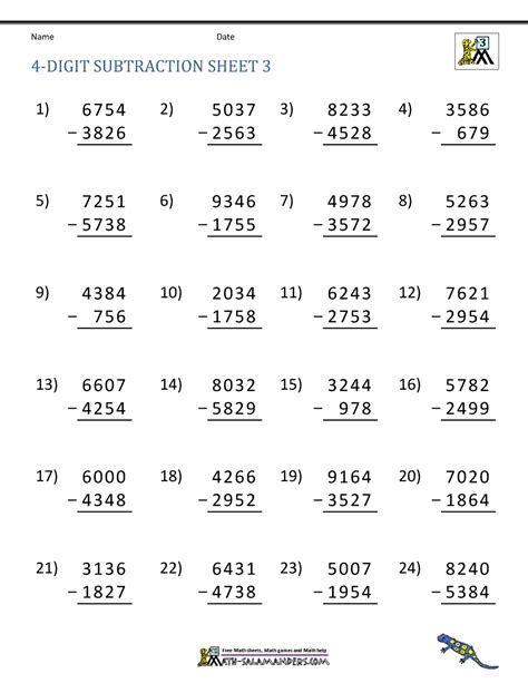 Subtraction Worksheets For Grade 4 Printable Calendars At A Glance