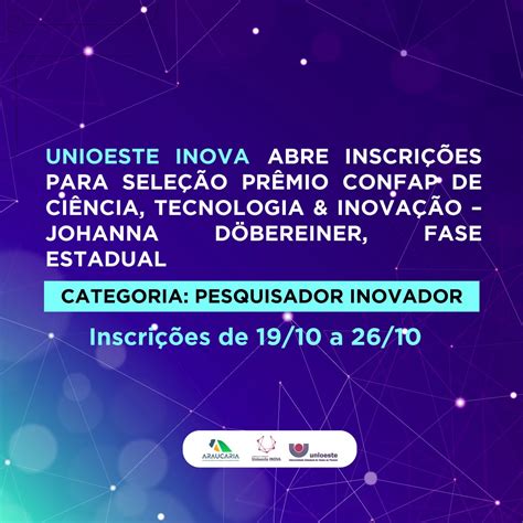 Unioeste Inova Abre Inscri Es Para Sele O Pr Mio Confap De Ci Ncia