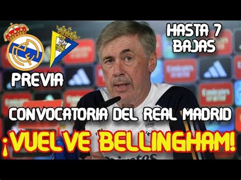 PREVIA Y CONVOCATORIA DEL CADIZ VS REAL MADRID I CARLO ANCELOTTI